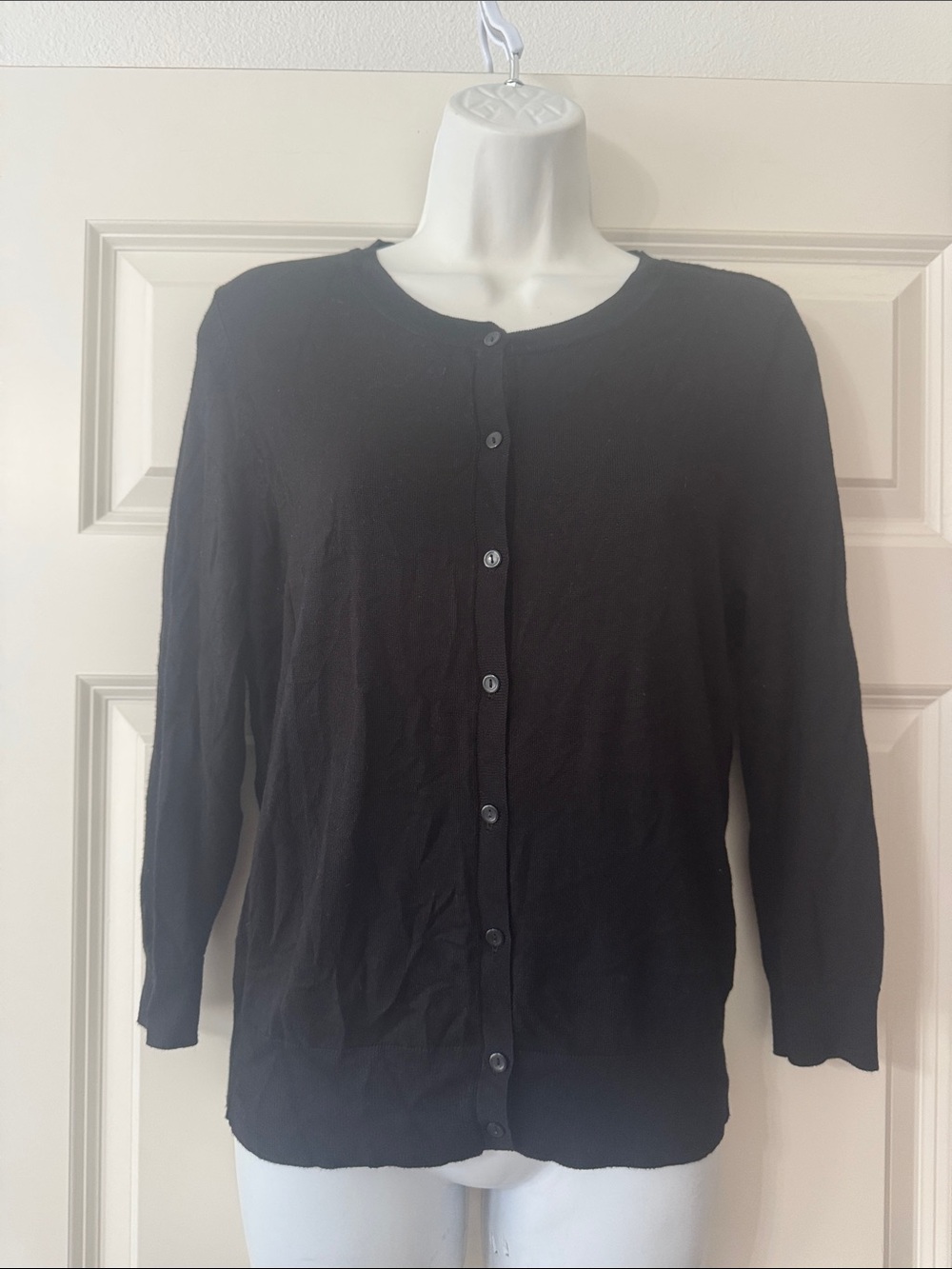 Halogen Classic Black Button-Up 3/4 sleeves Cardigan size M